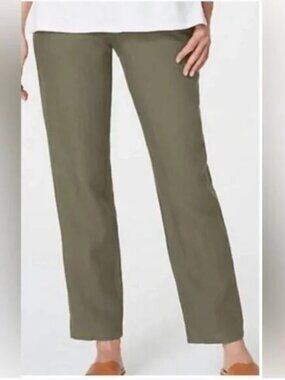 J. Jill women’s size LP 12 14 pants love linen olive relaxed straight leg petite
